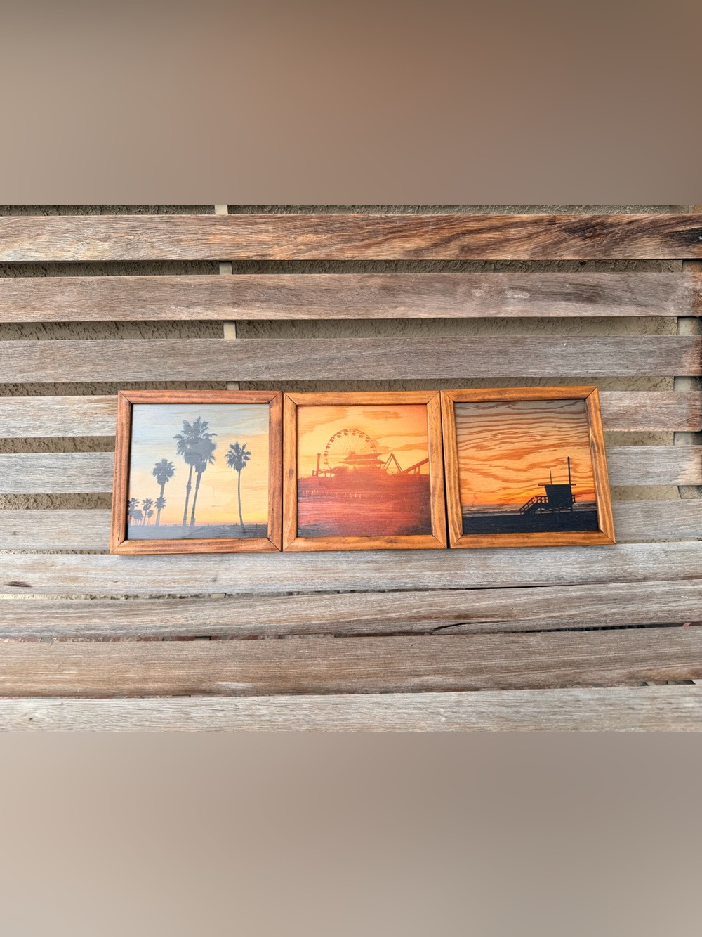 Meadow Rose Photo Art Santa Barbara CA Wood Prints Triptych 8x8 Beach Sunset